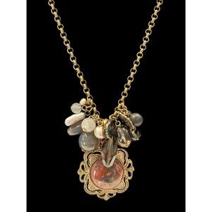 Vintage Stephen Dweck Bronze Metal Semi-Precious Stones w/Jasper Stone in Bronze